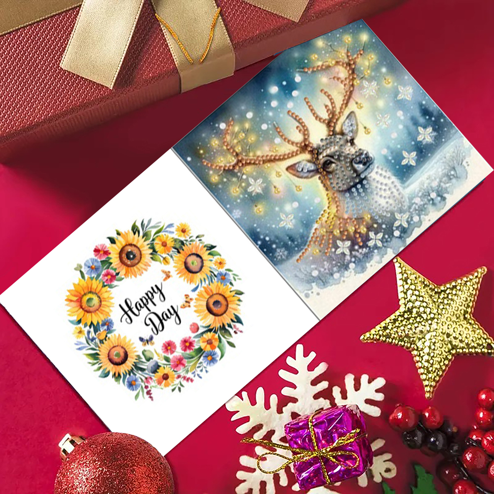 6Pcs DIY Diamond Painting Greeting Card - Elk