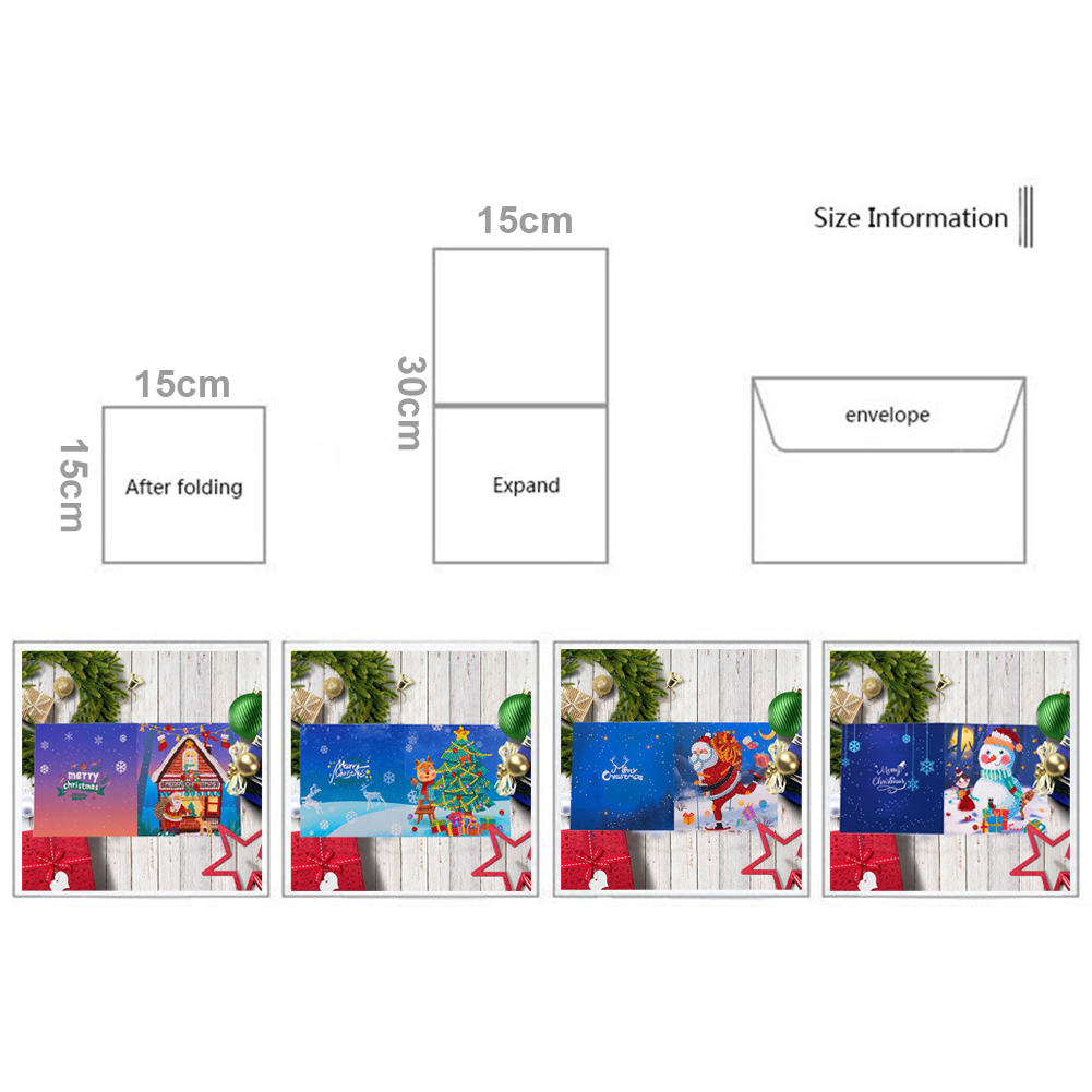 (Limited Stock)4pcs DIY Diamond Painting Greeting Card - Christmas