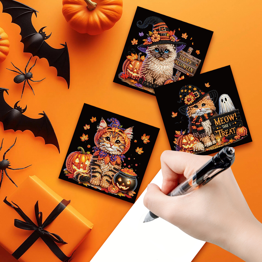 6Pcs DIY Diamond Painting Greeting Card - Halloween Designs