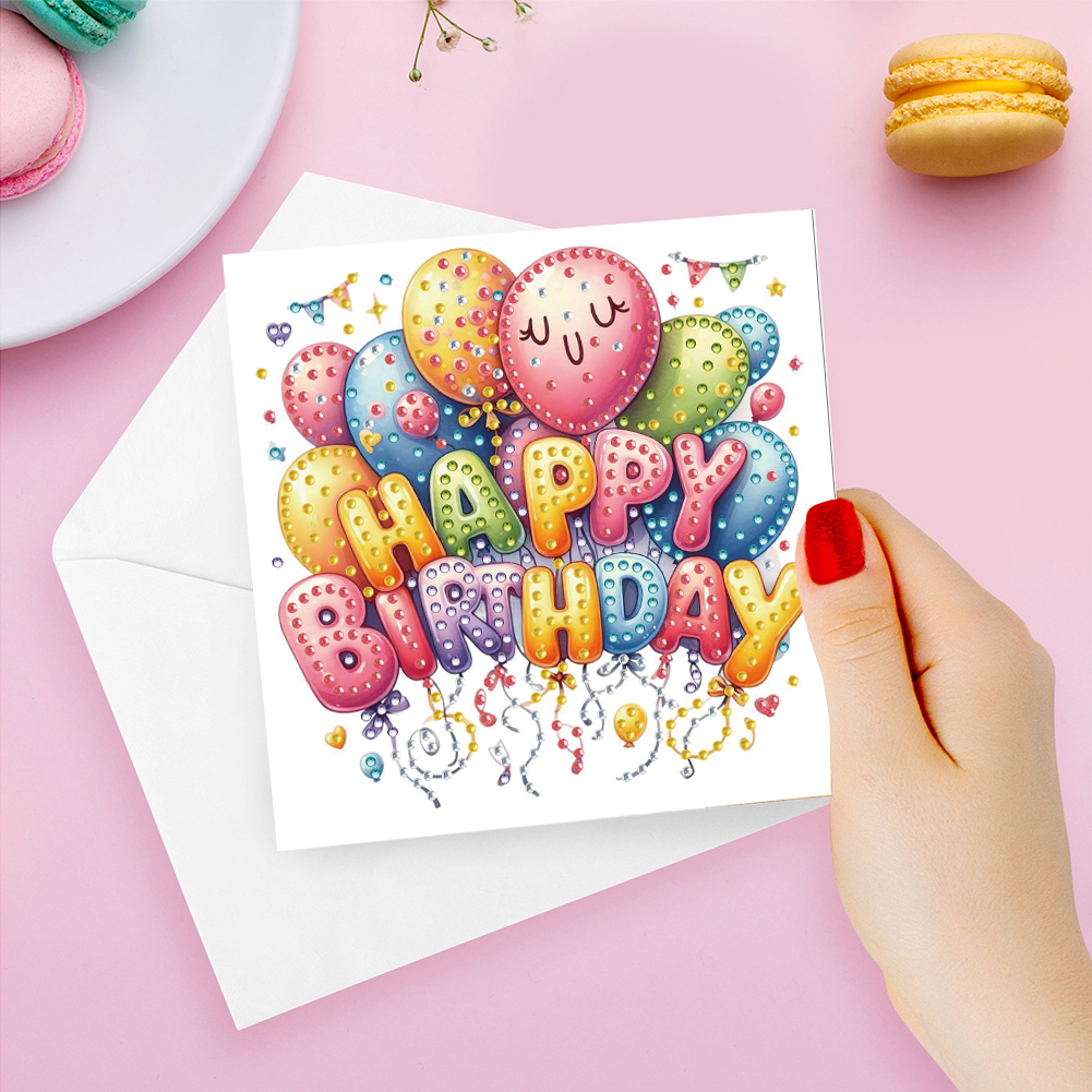 6Pcs DIY Diamond Painting Greeting Card - Birthday
