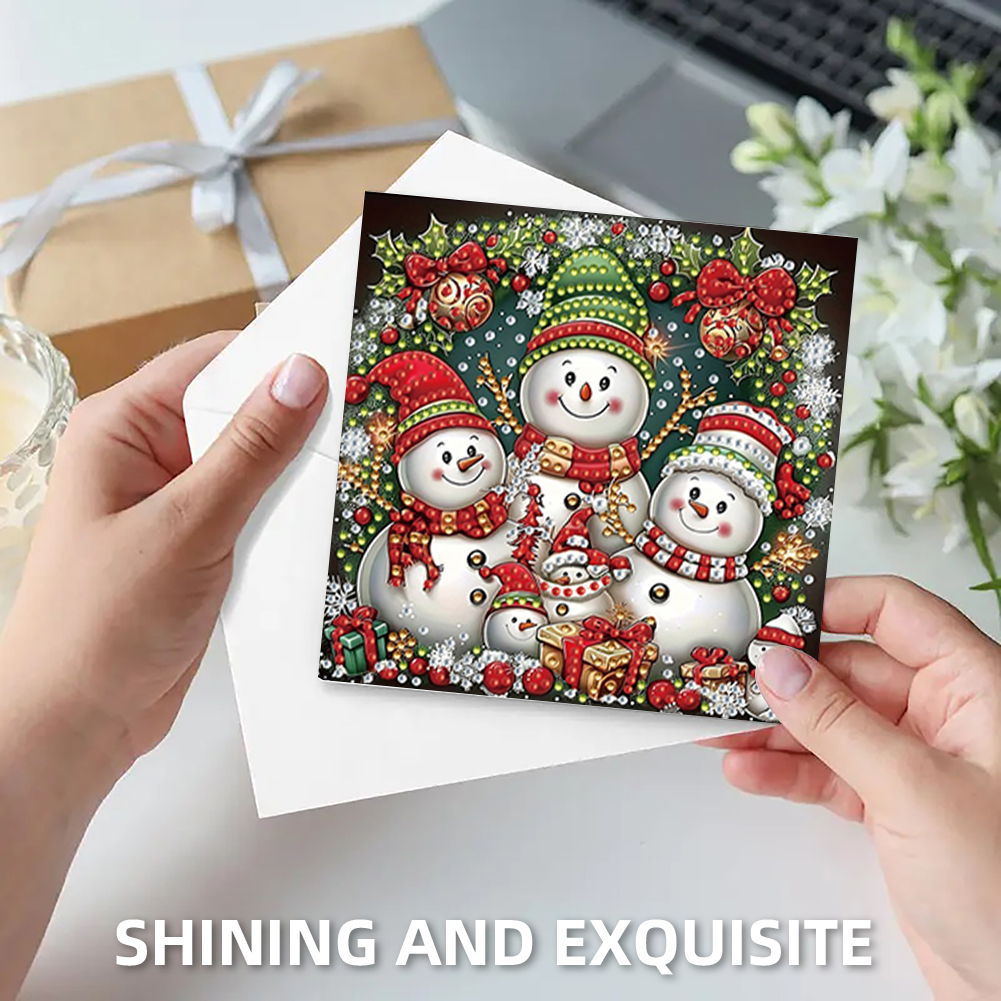 6Pcs DIY Diamond Painting Greeting Card - Snowman