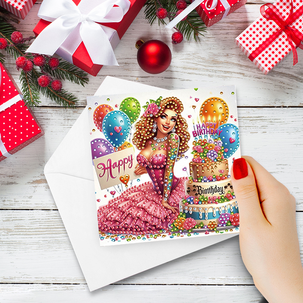 6Pcs DIY Diamond Painting Greeting Card - Birthday