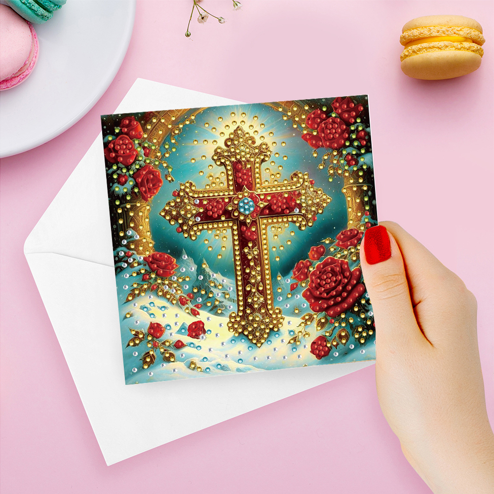 6Pcs DIY Diamond Painting Greeting Card - Cross