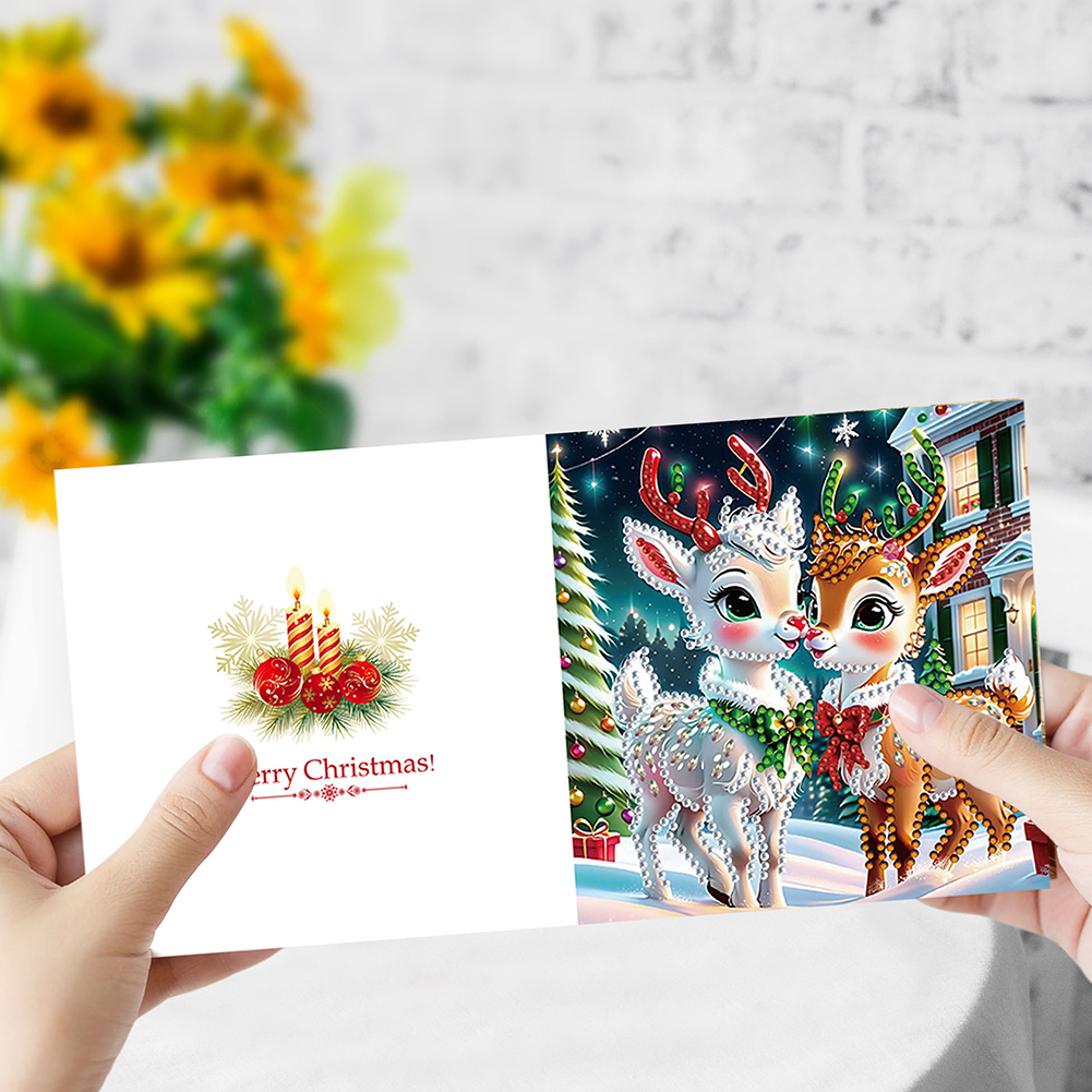 6Pcs DIY Diamond Painting Greeting Card - Winter Fawn