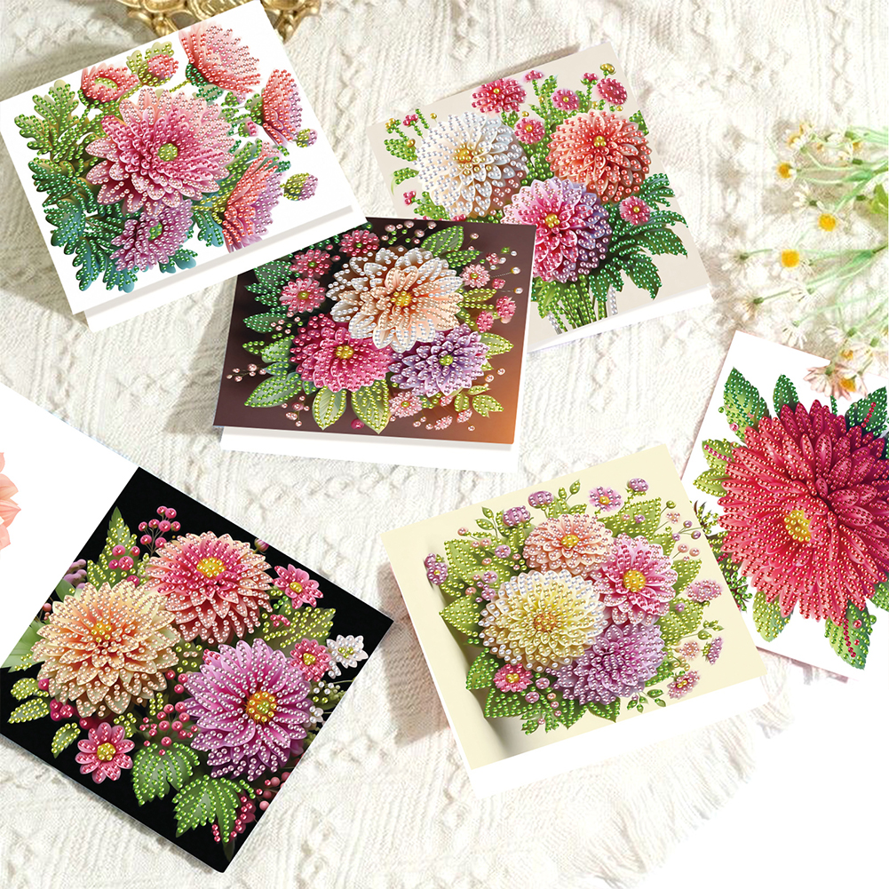 6Pcs DIY Diamond Painting Greeting Card - Bouquet Family