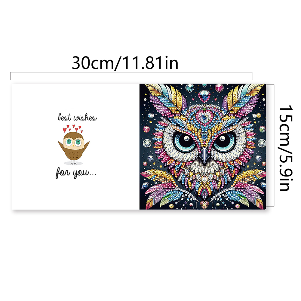 12Pcs DIY Diamond Painting Greeting Card - Personality Owl