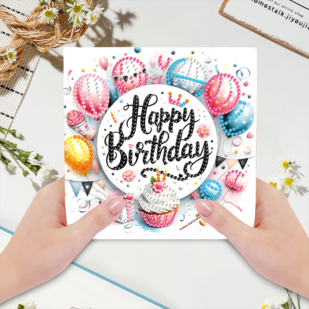 6Pcs DIY Diamond Painting Greeting Card - Birthday