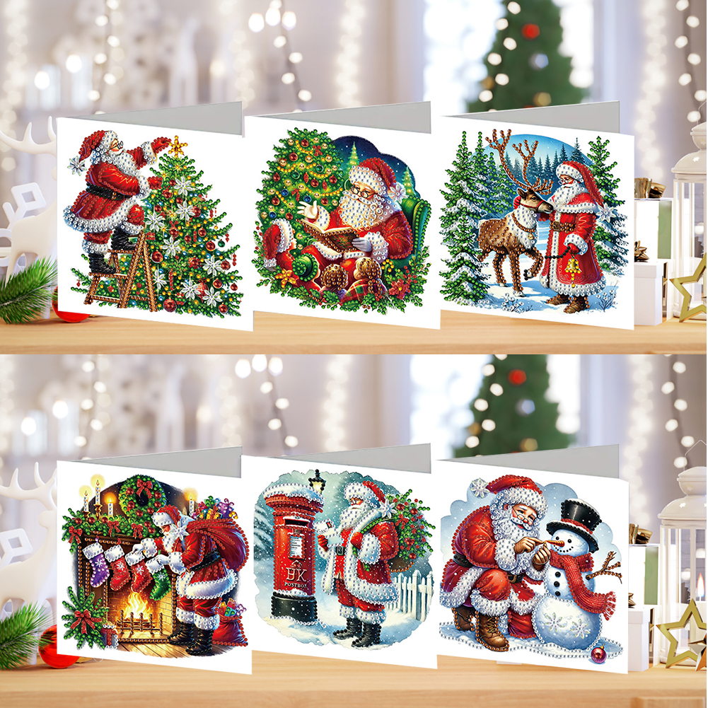 6Pcs DIY Diamond Painting Greeting Card - Santa Claus