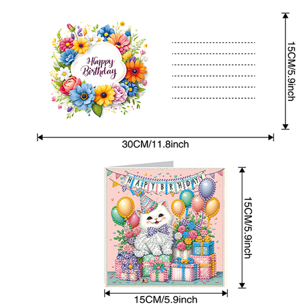 6Pcs DIY Diamond Painting Greeting Card - Birthday