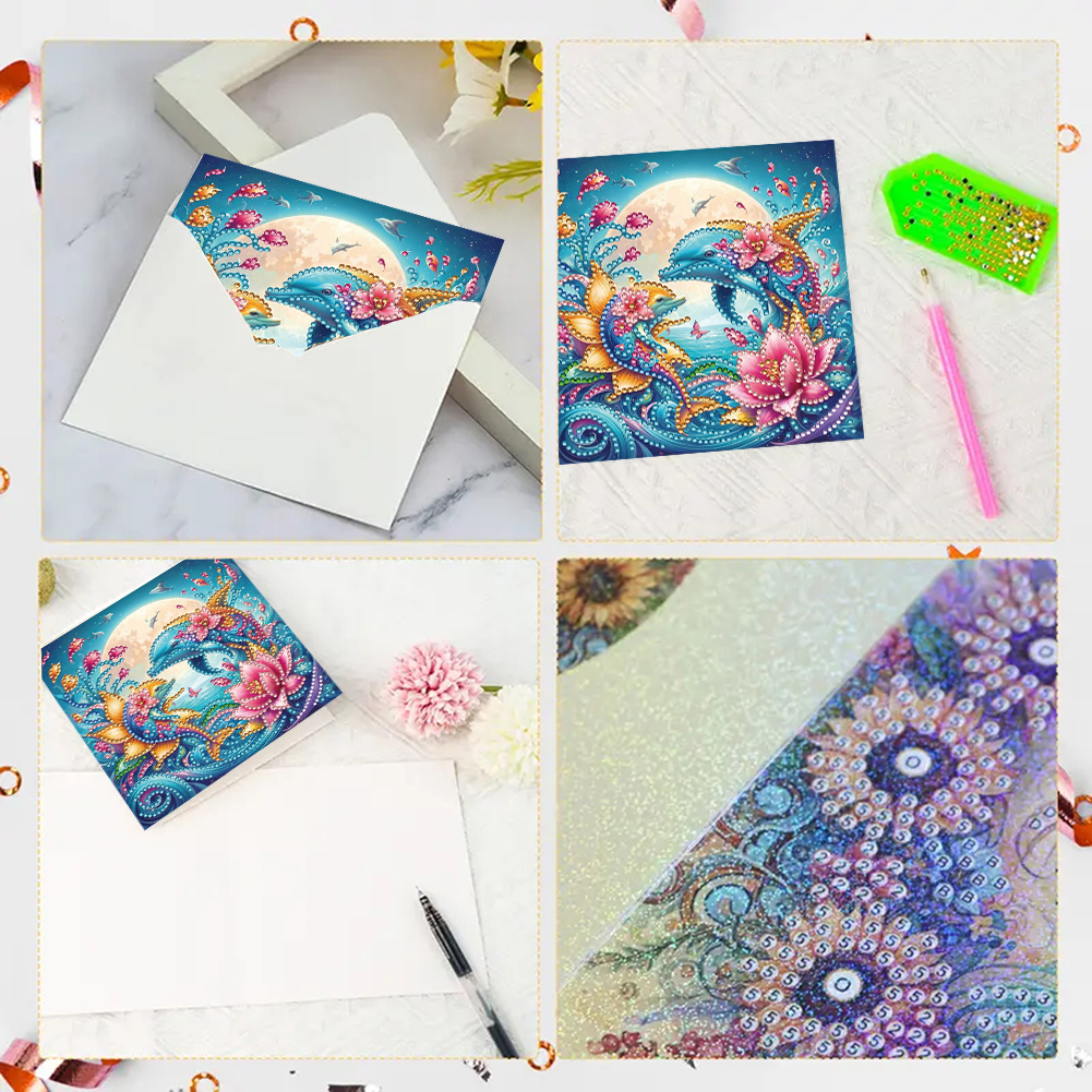 6Pcs DIY Diamond Painting Greeting Card - Whale