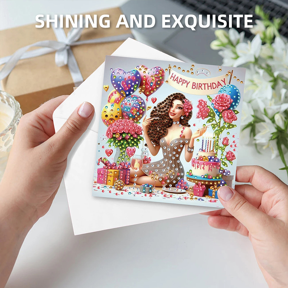 6Pcs DIY Diamond Painting Greeting Card - Birthday