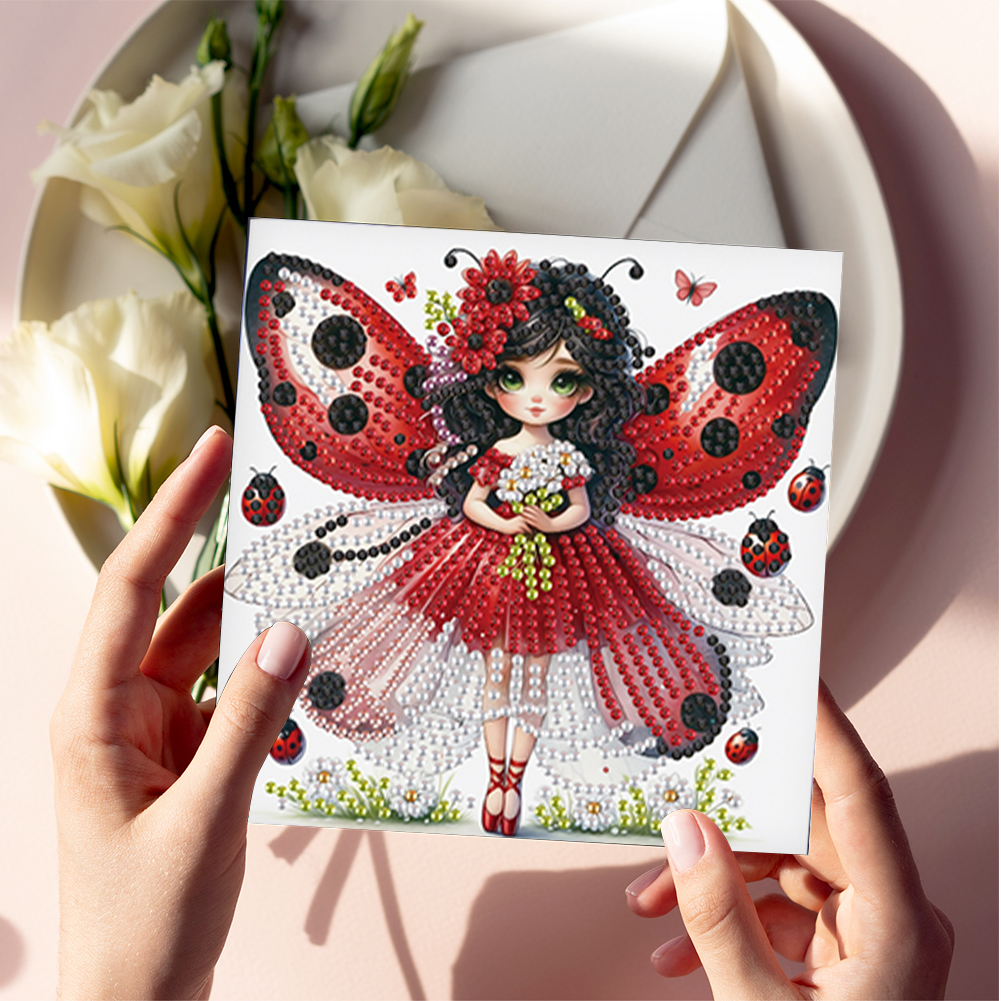 6Pcs DIY Diamond Painting Birthday Greeting Card - Elf Girl