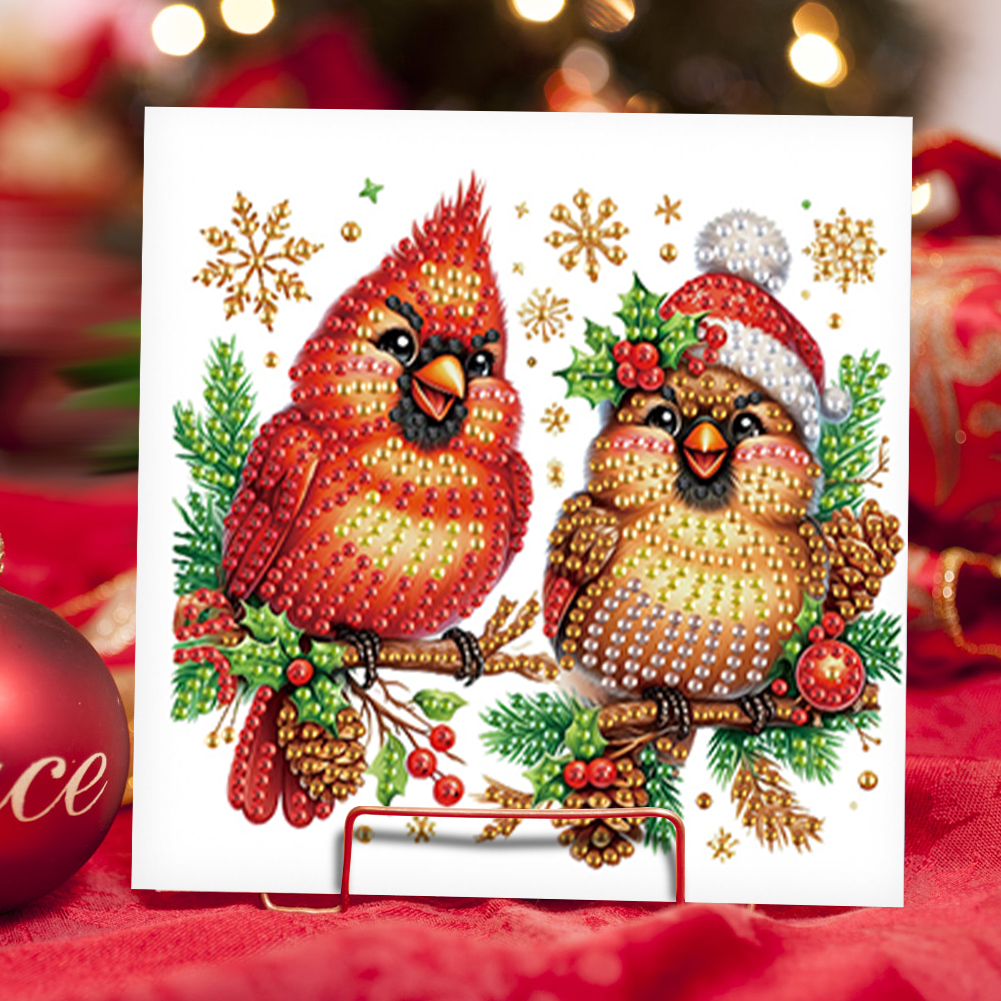 6Pcs DIY Diamond Painting Greeting Card - Cardinal