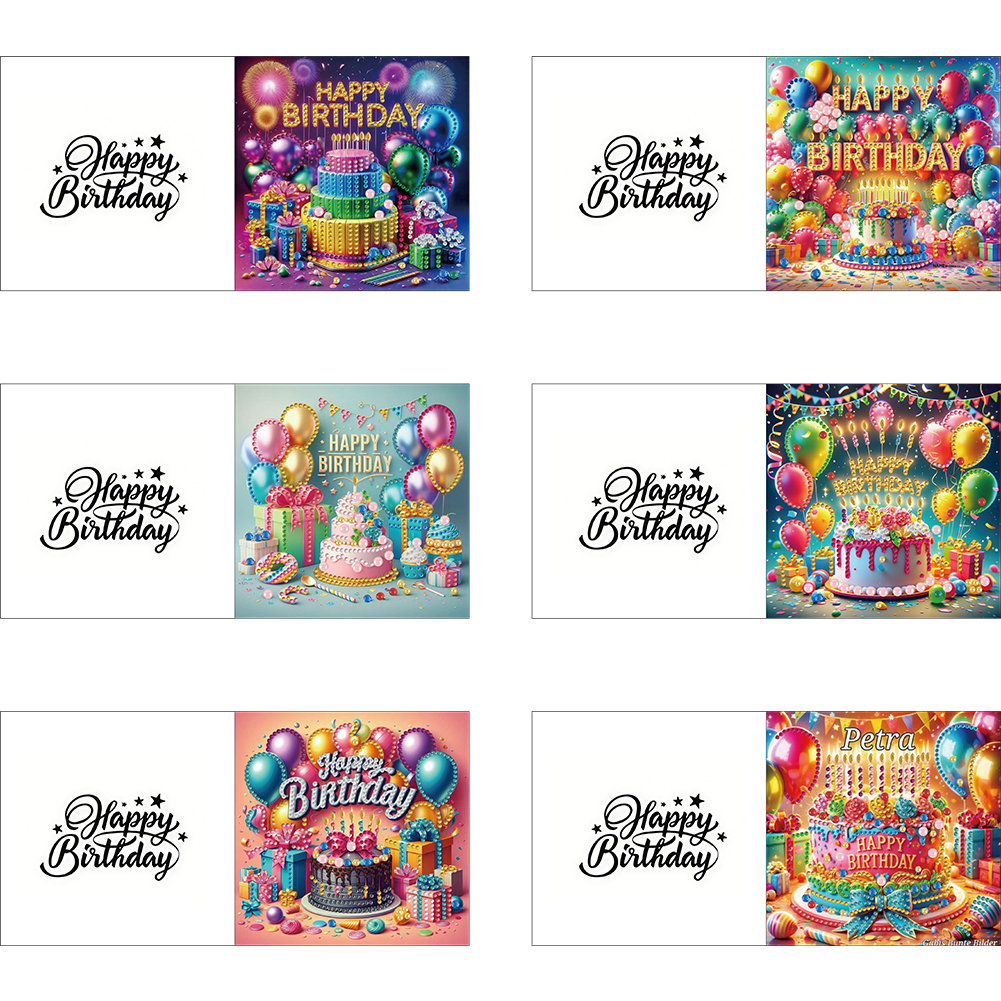6Pcs DIY Diamond Painting Greeting Card - Birthday