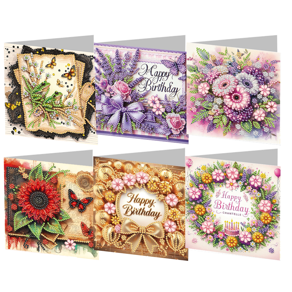 6Pcs DIY Diamond Painting Greeting Card - Birthday Family