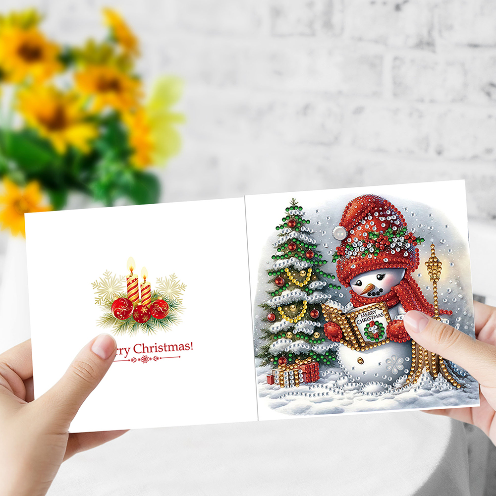 6Pcs DIY Diamond Painting Greeting Card - Moose Snowman
