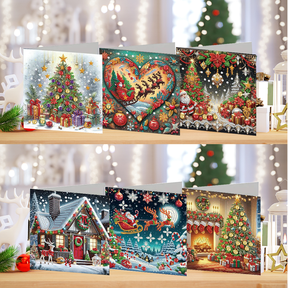 6Pcs DIY Diamond Painting Greeting Card - Christmas