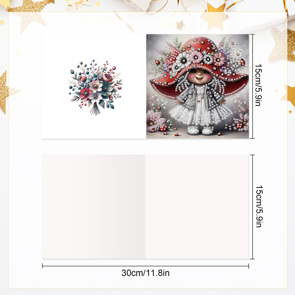 6Pcs DIY Diamond Painting Greeting Card - Girl