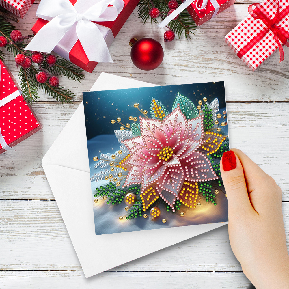 6Pcs DIY Diamond Painting Greeting Card - Xmas Flower