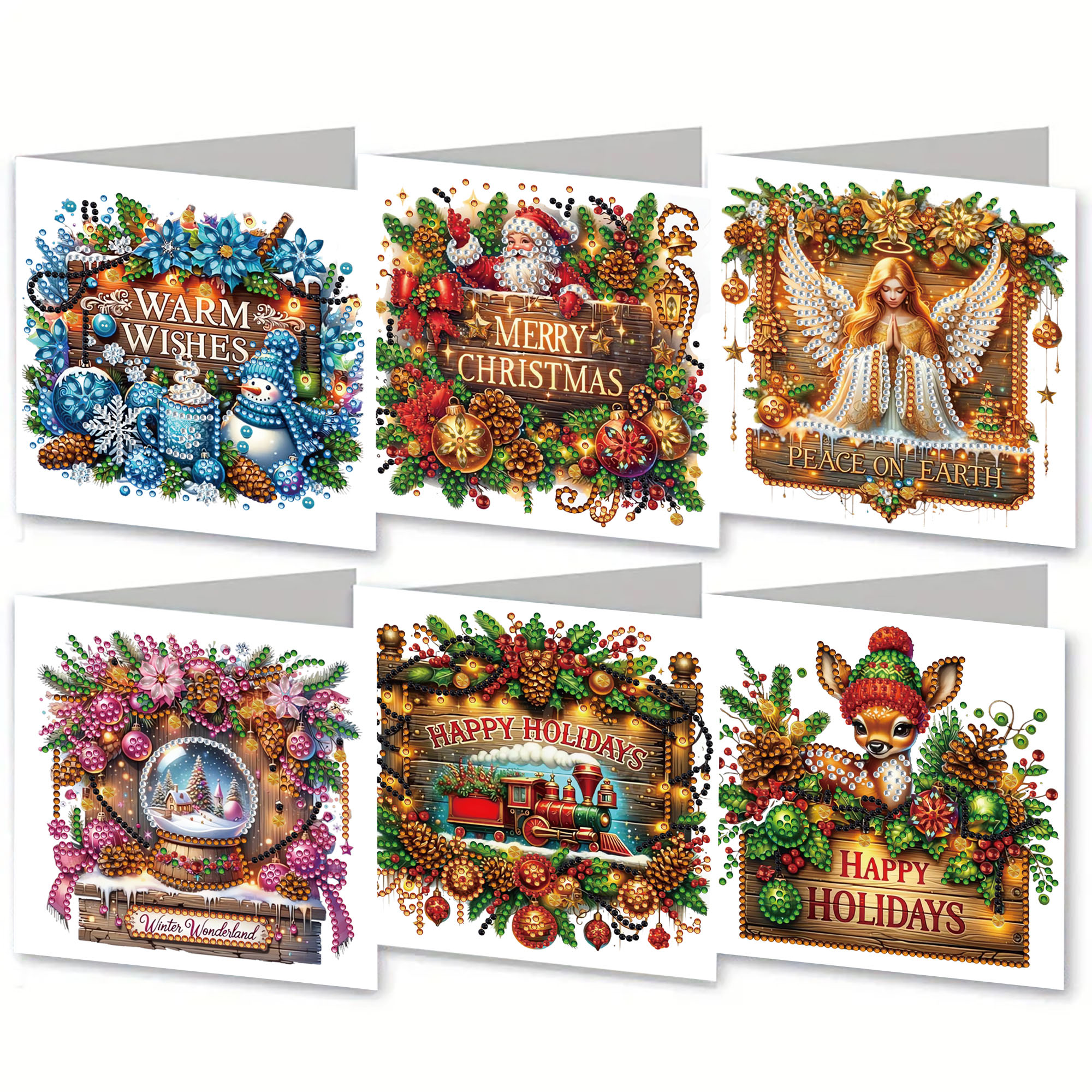6Pcs DIY Diamond Painting Greeting Card - Merry Christmas