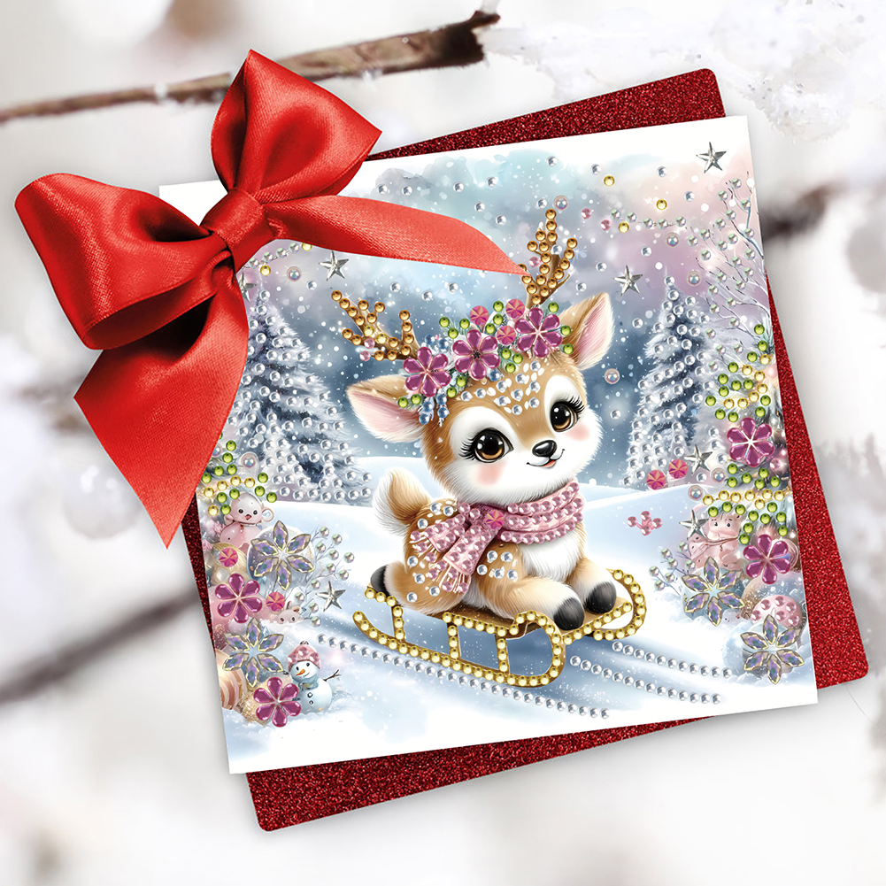 6Pcs DIY Diamond Painting Greeting Card - Christmas Winter Elk