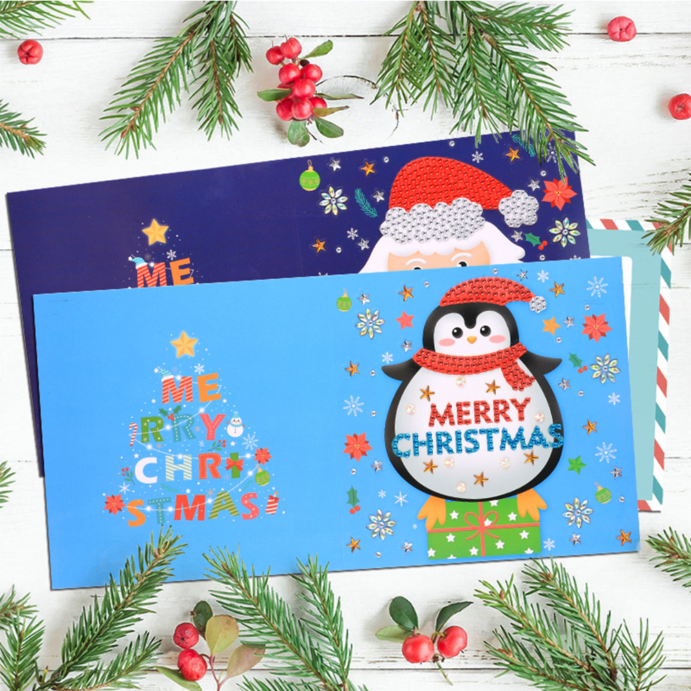 (Limited Stock)6pcs DIY Diamond Painting Greeting Card - Merry Christmas