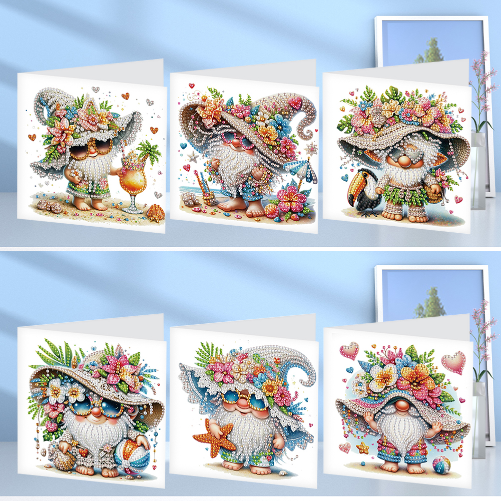 6Pcs DIY Diamond Painting Greeting Card - Gnome