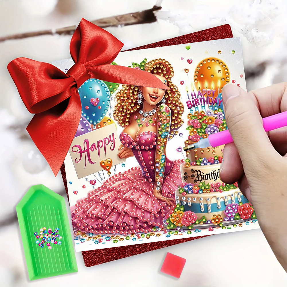 6Pcs DIY Diamond Painting Greeting Card - Birthday