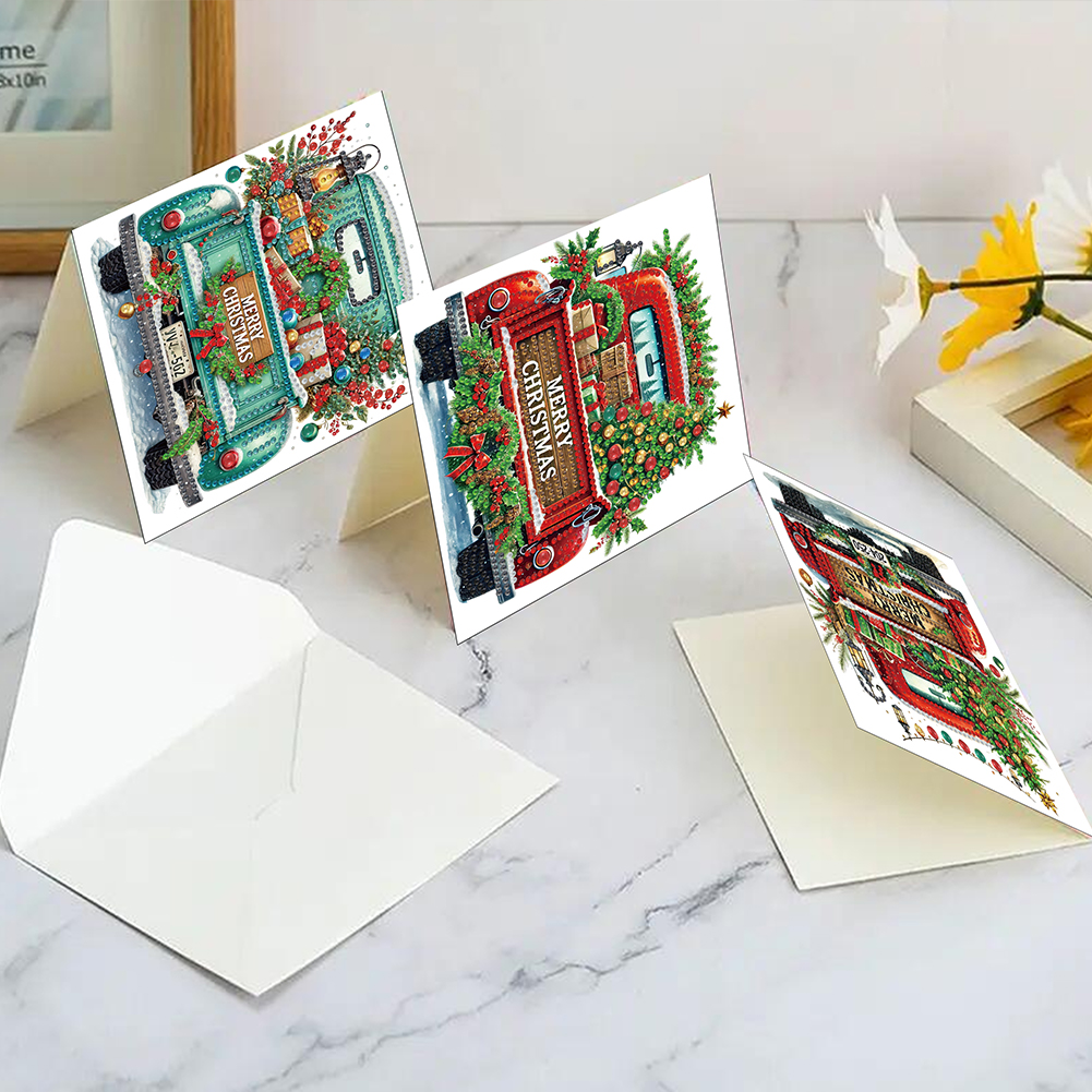 6Pcs DIY Diamond Painting Greeting Card - Xmas Car