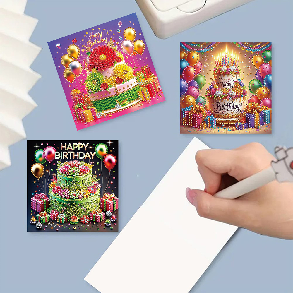 6Pcs DIY Diamond Painting Greeting Card - Birthday
