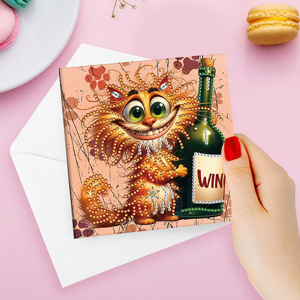 6Pcs DIY Diamond Painting Greeting Card - Cat
