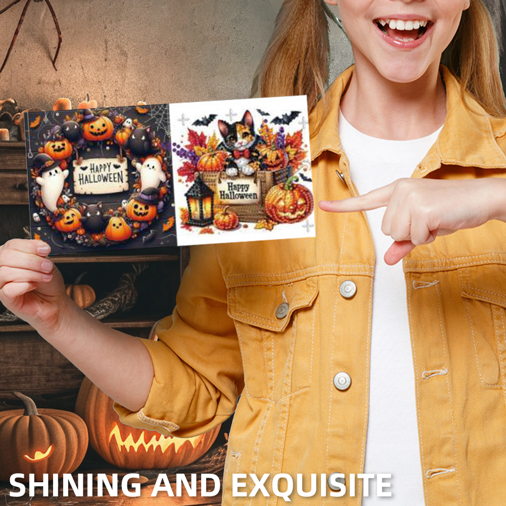 6Pcs DIY Diamond Painting Greeting Card - Halloween Cat