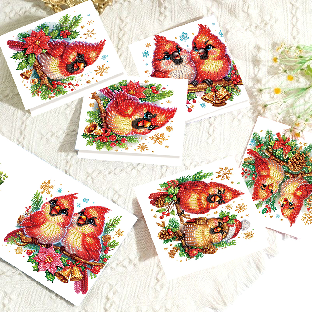 6Pcs DIY Diamond Painting Greeting Card - Cardinal