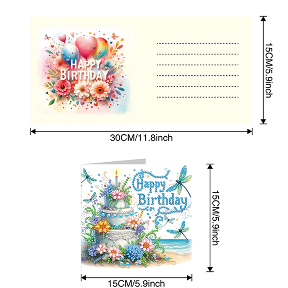 6Pcs DIY Diamond Painting Greeting Card - Birthday