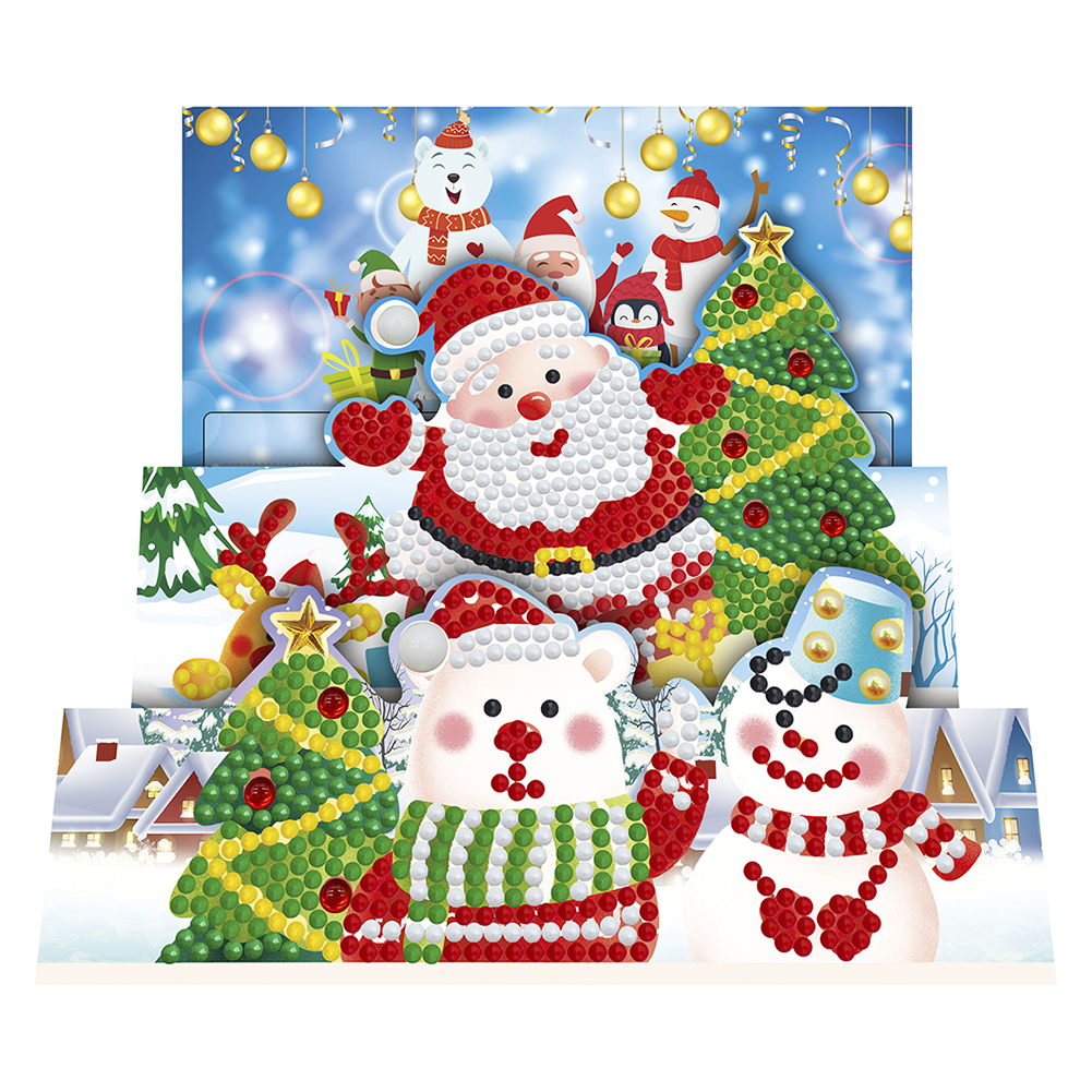(Limited Stock)Everydayedeals 8pcs DIY Diamond Greeting Card Special-shaped Part Drill Christmas Postcard