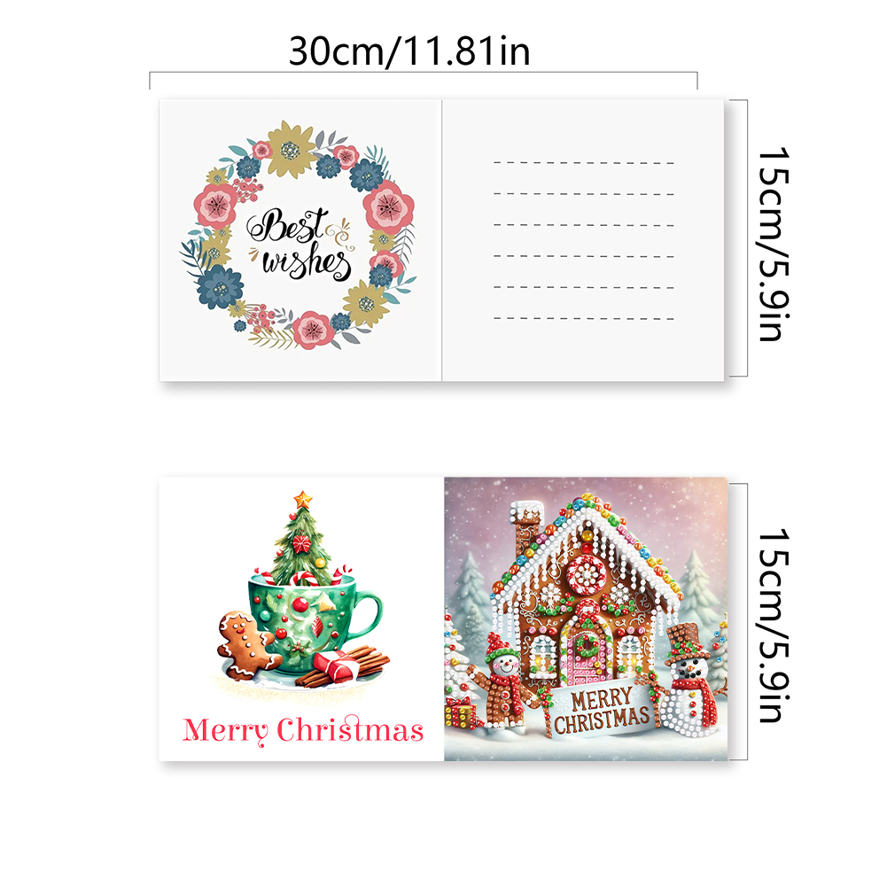 6Pcs DIY Diamond Painting Greeting Card - Christmas