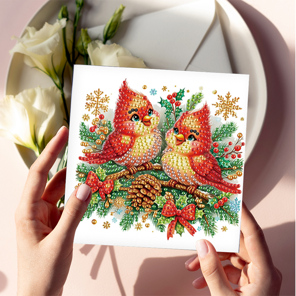 6Pcs DIY Diamond Painting Greeting Card - Cardinal