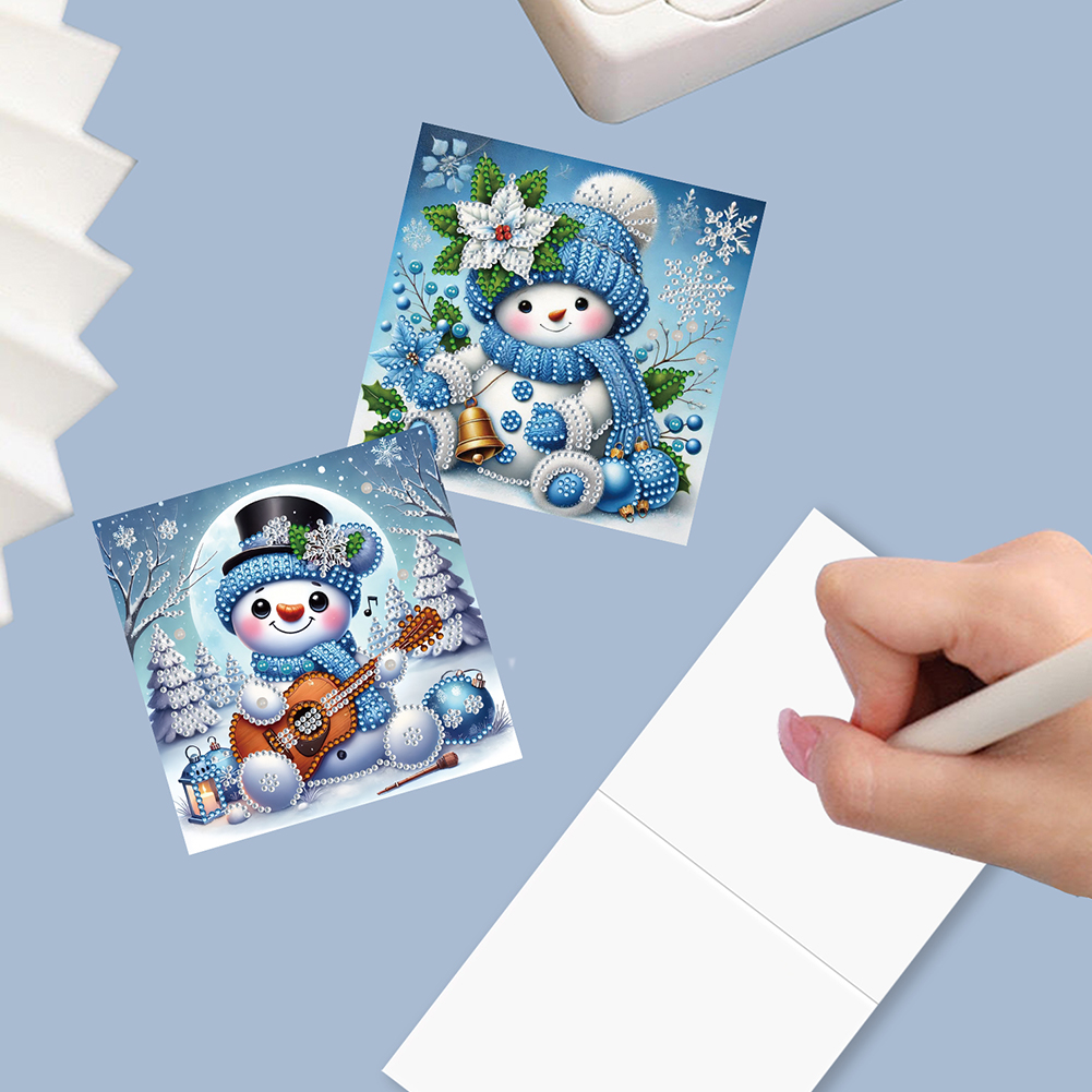 6Pcs DIY Diamond Painting Greeting Card - Xmas Snowman