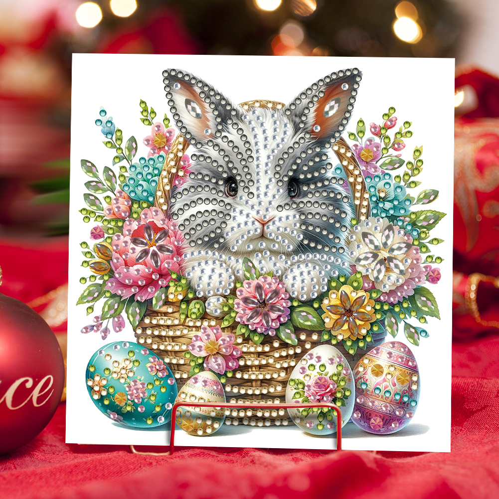 6Pcs DIY Diamond Painting Greeting Card - Easter Bunny Flower Basket