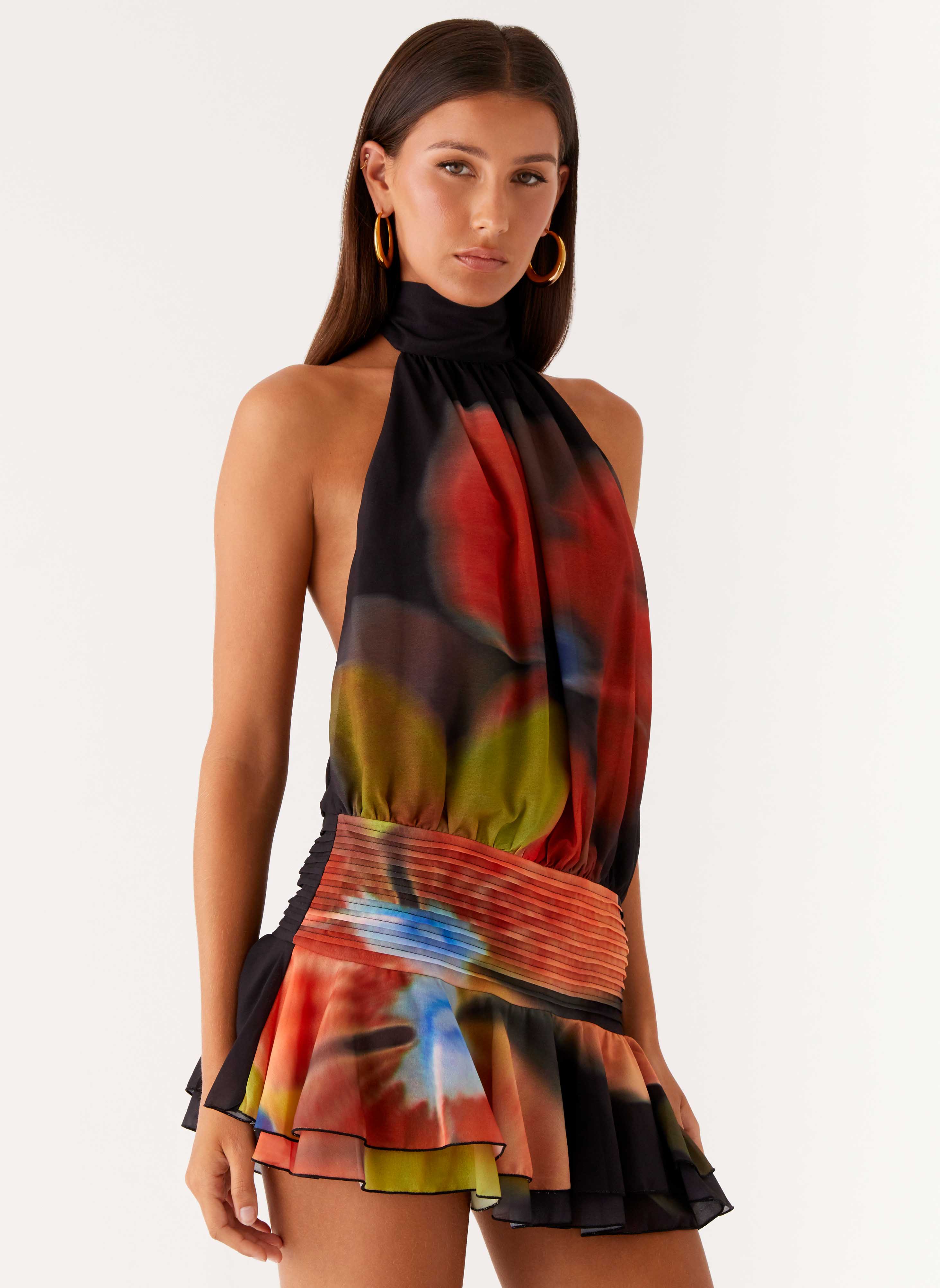 Willow Chiffon Mini Dress - Moody Floral