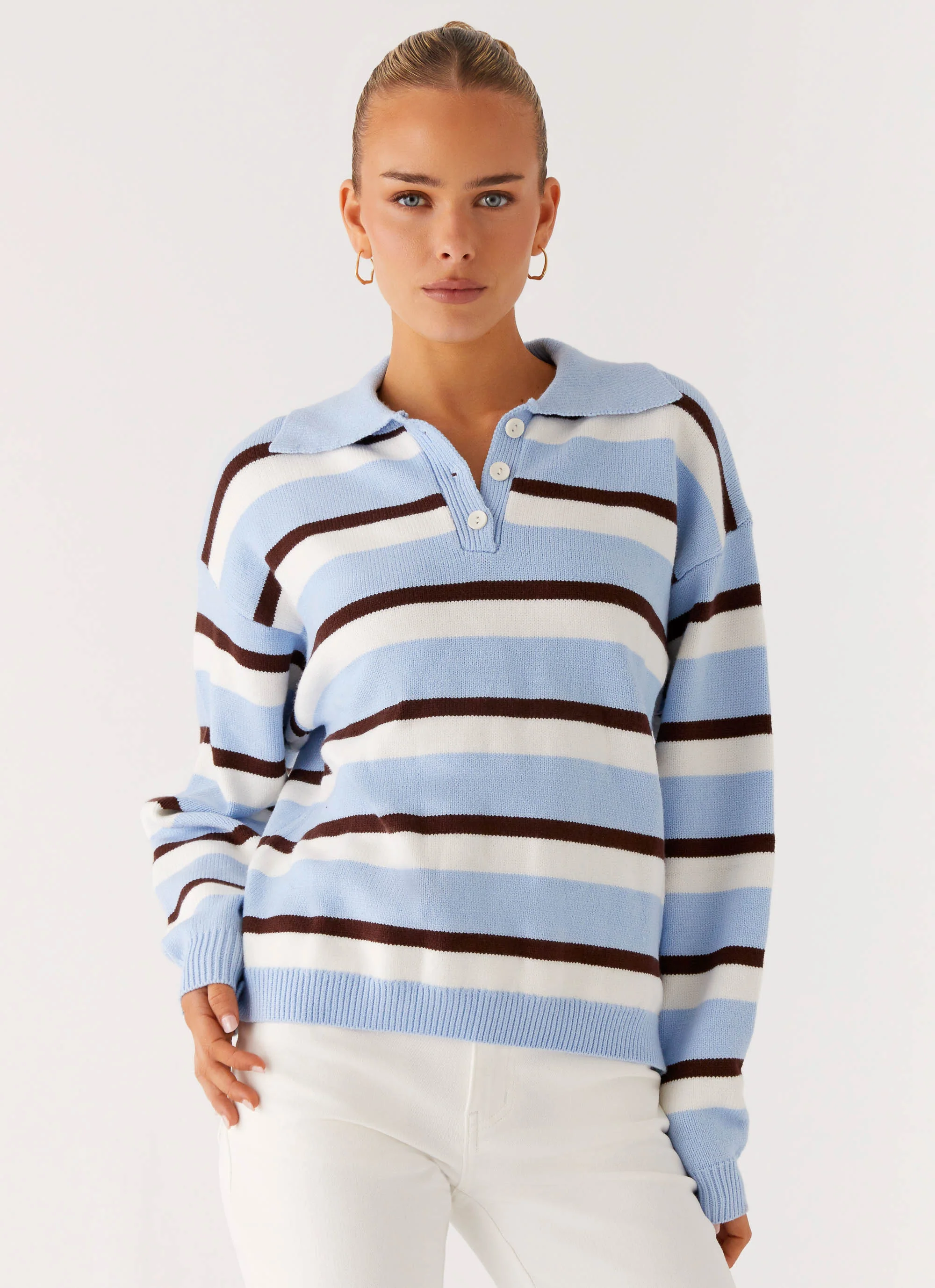 Liana Striped Polo - Blue Stripe