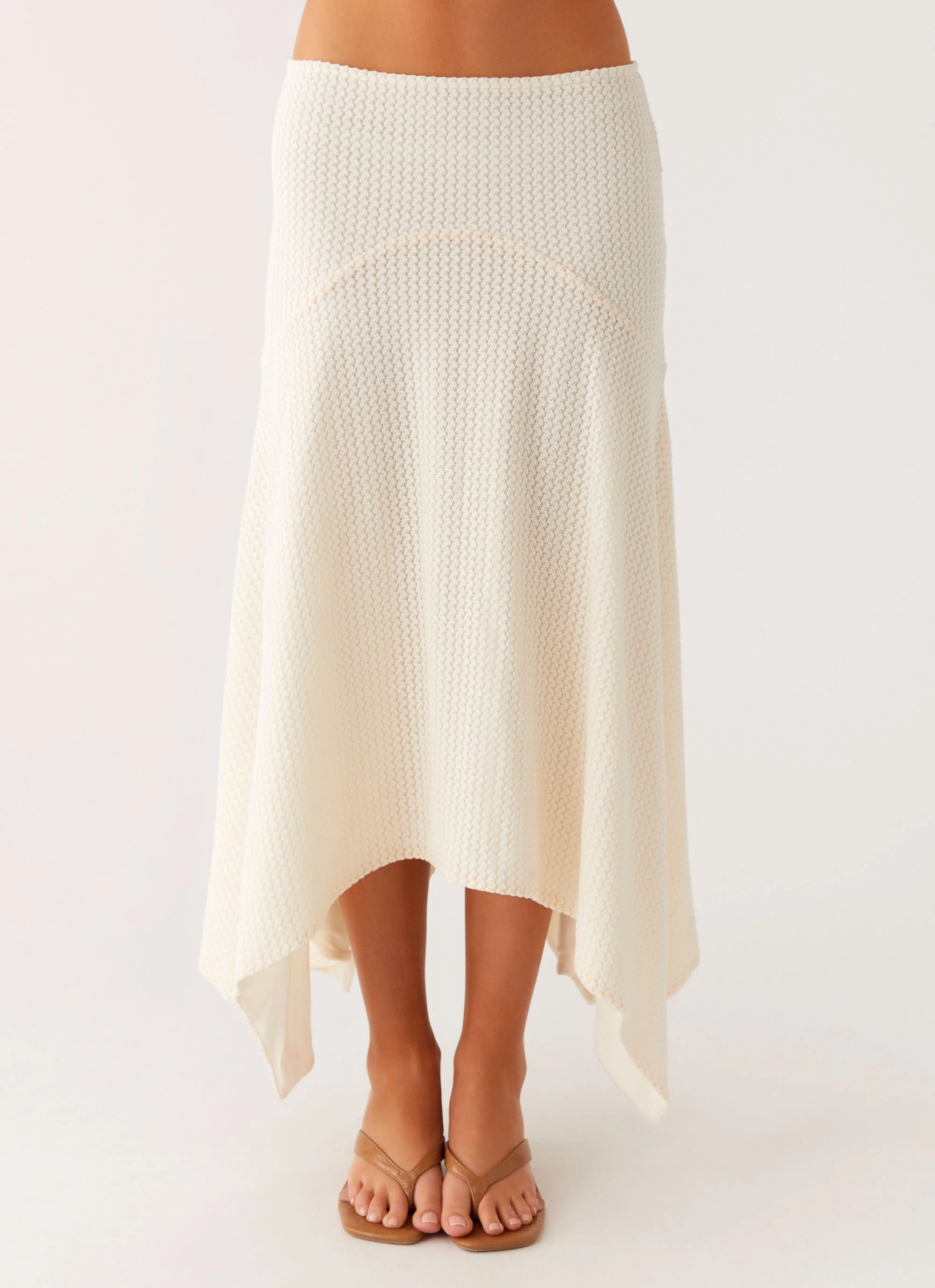 Evaden Low Rise Midi Skirt - Ivory