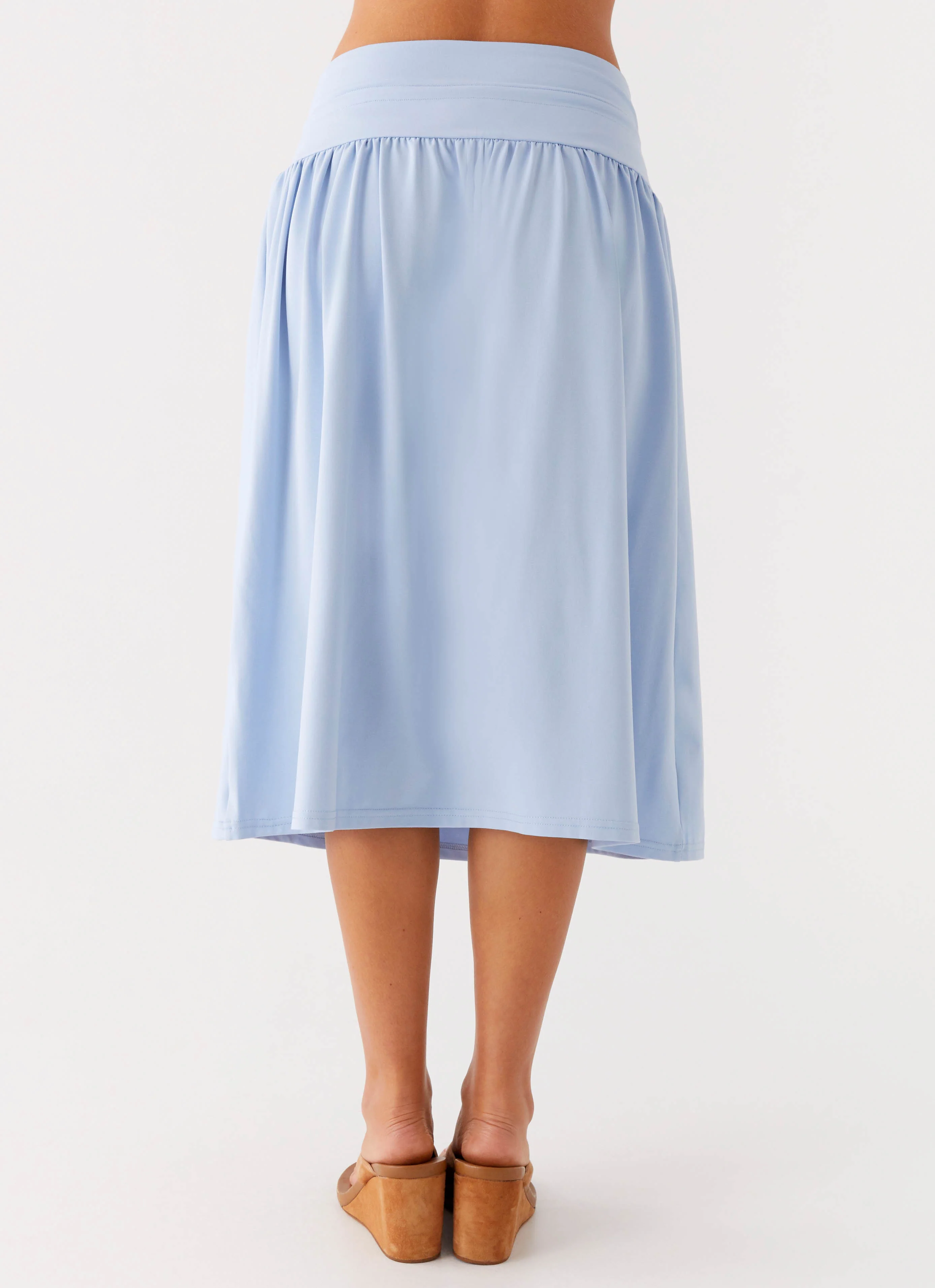 Silver Tides Midi Skirt - Blue