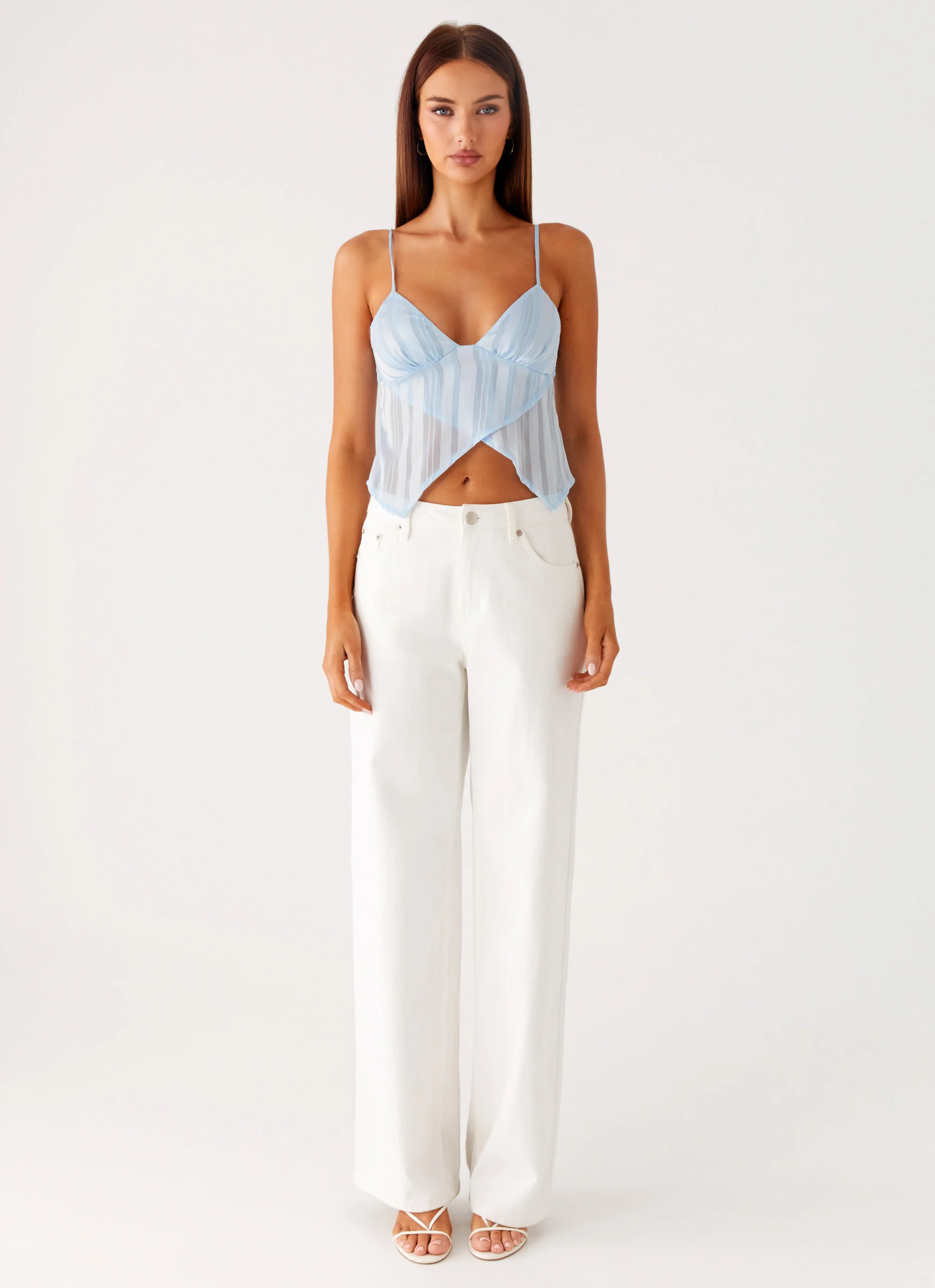 Glynne Frill Top - Baby Blue