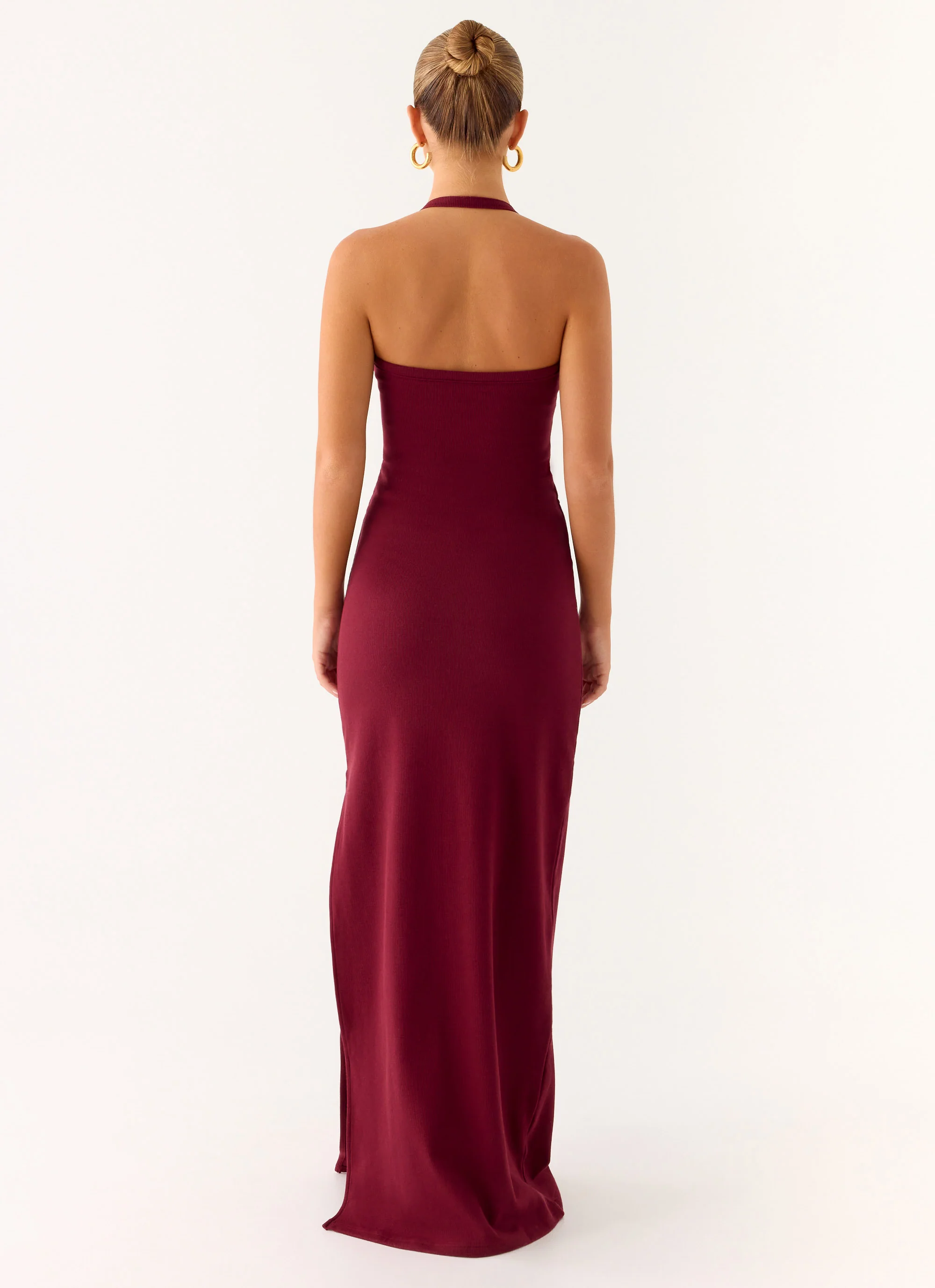 Kill This Love Ribbed Maxi Dress - Dark Cherry