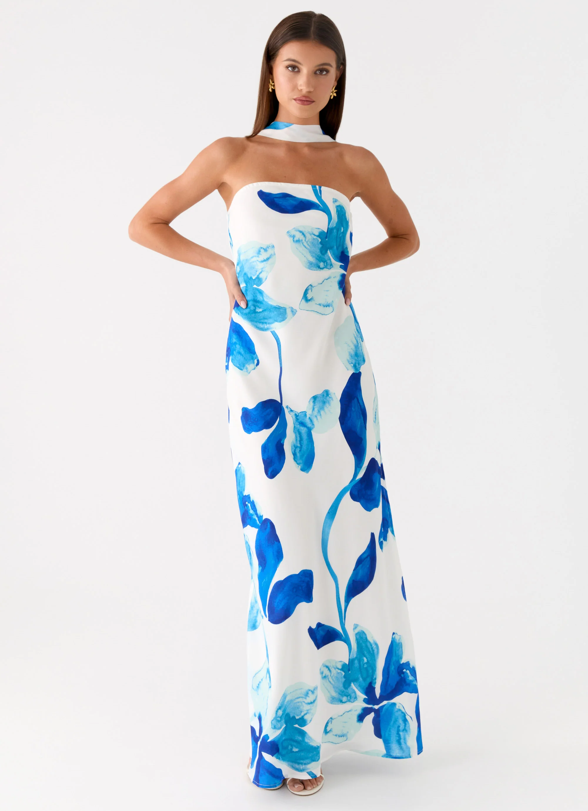 Ashelle Chiffon Maxi Dress - Cerulean Bloom