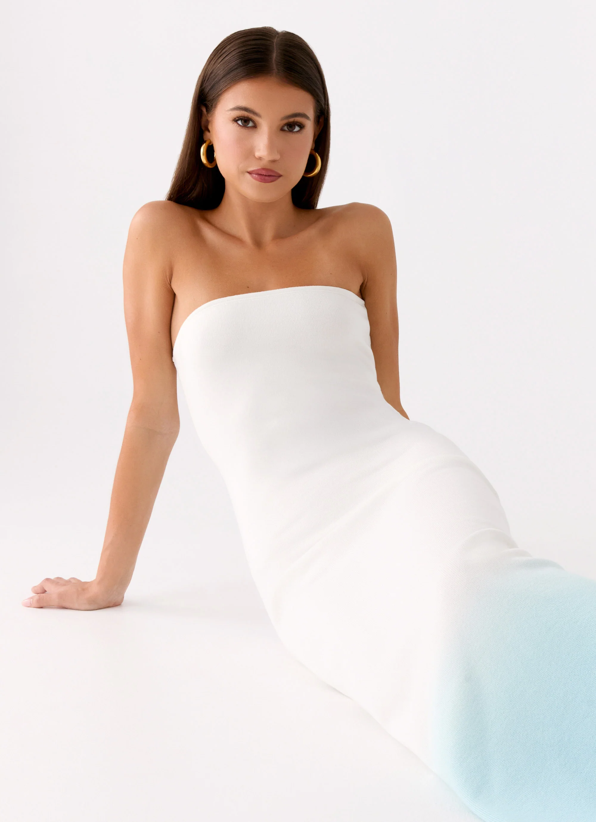 Soft Spoken Knit Maxi Dress - Blue Ombre