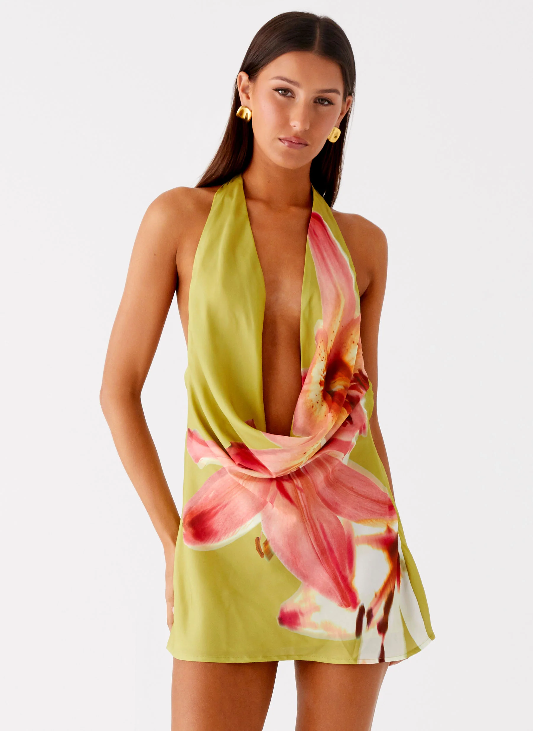 Varindra Cowl Mini Dress - Jungle Floral