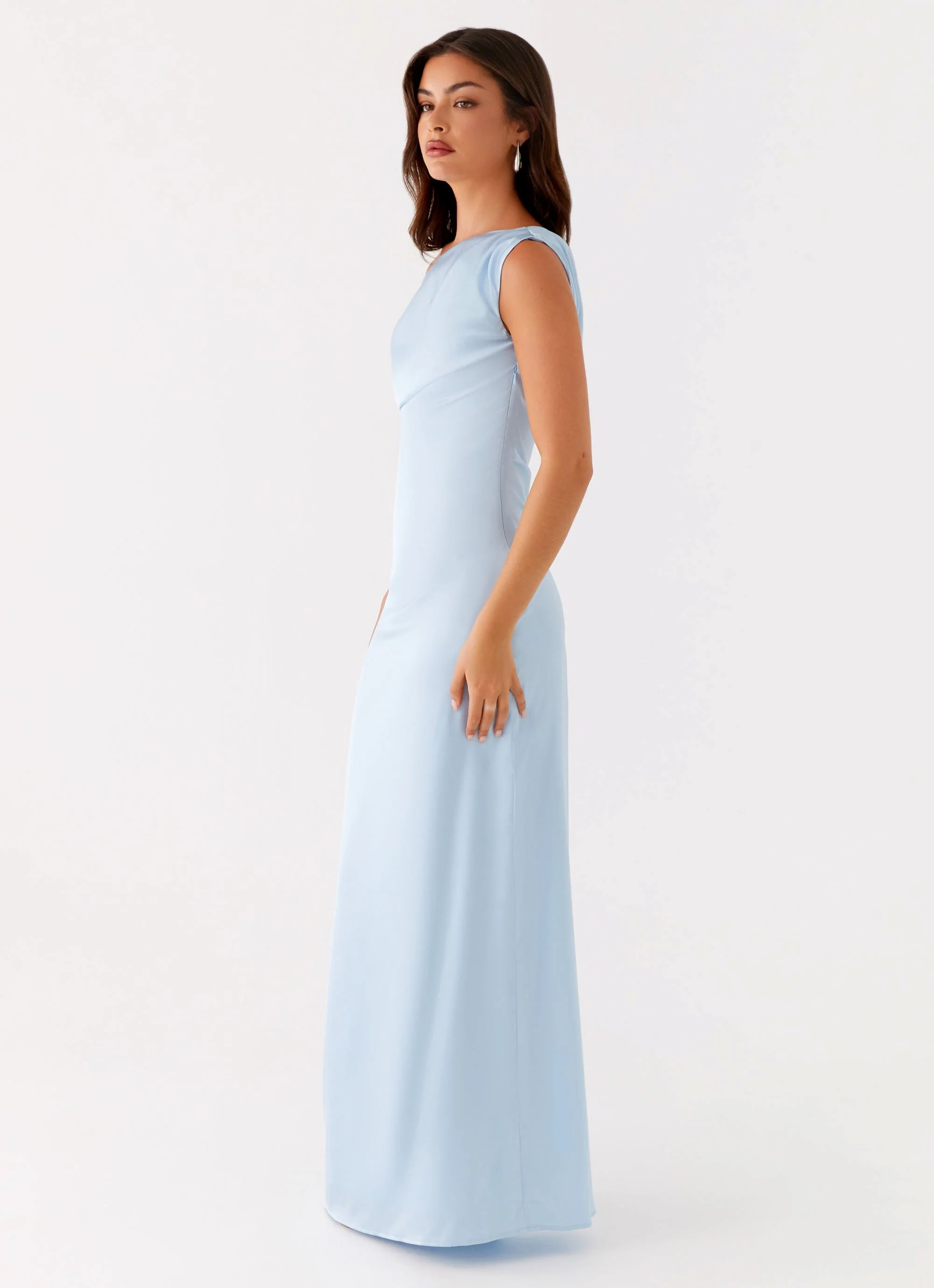 Heart Of Glass Satin Maxi Dress - Blue