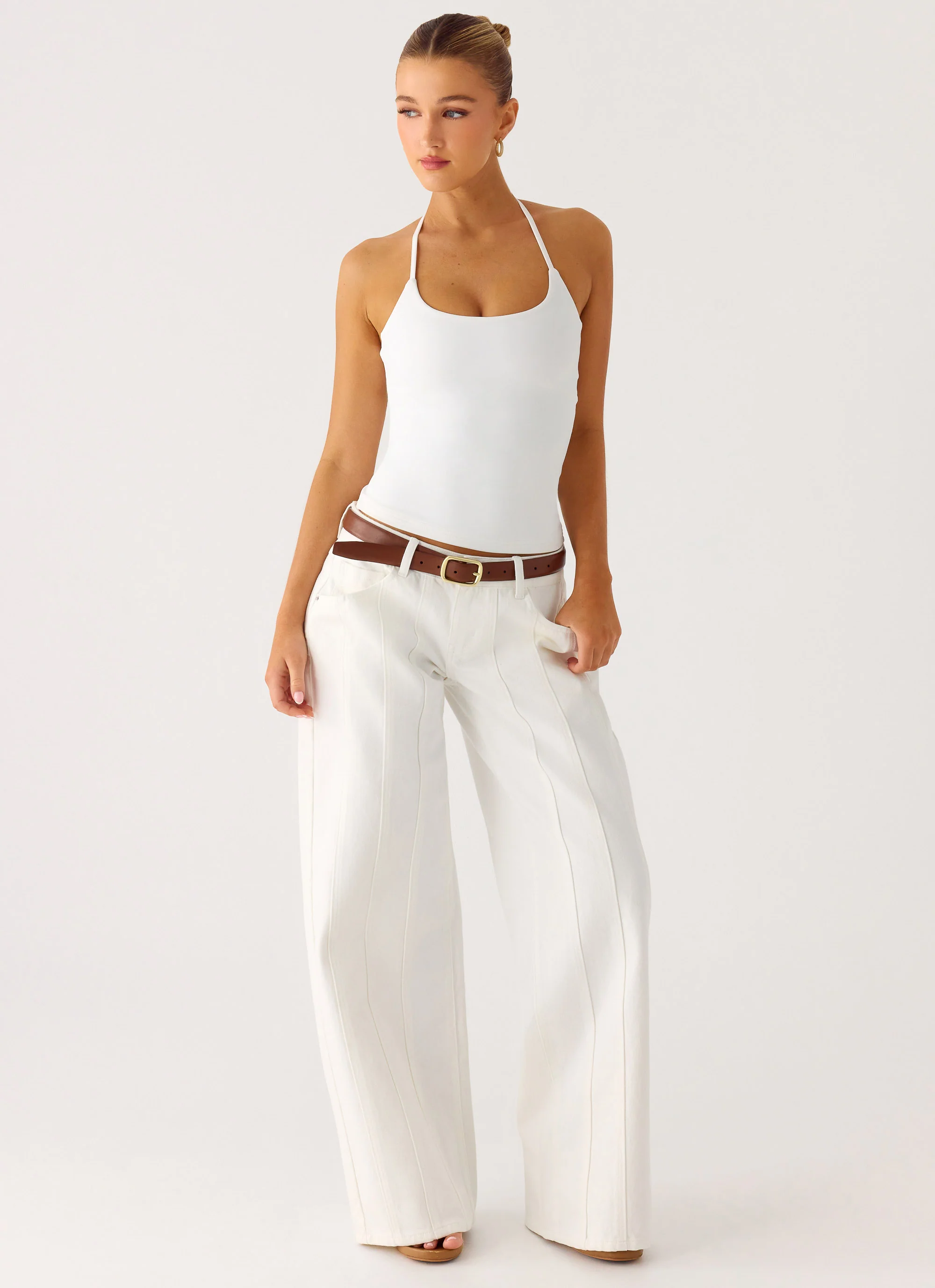 Johnny Low Rise Wide Leg Jeans - White